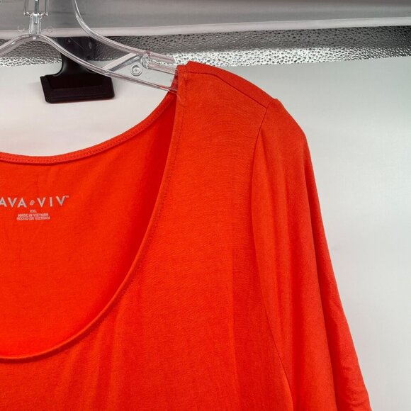 Ava & Viv Orange A-Line Dress Short Sleeve Scoop Neck Size XXL - Picture 4 of 9